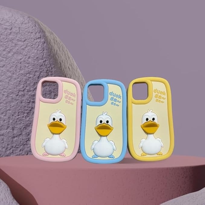 Back Case Cover Compatible for iPhone 14 Pro Max | Cute Fun Duck 3D Ball Silicone Pink Case | Body Protection | Camera Protection | Shock Proof | Pack of 1 - Image 5