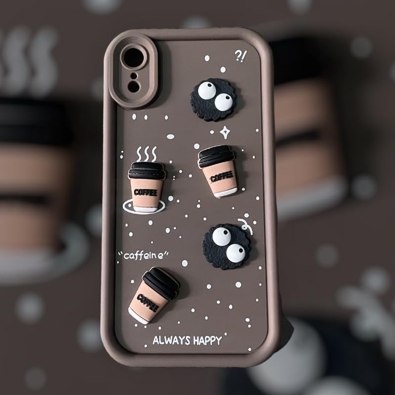 Back Case Cover Compatible for iPhone 15 | Cute Fun Cartoon 3D Ball Coffee Silicone Case | Body Protection | Camera Protection | Shock Proof (White - Image 2